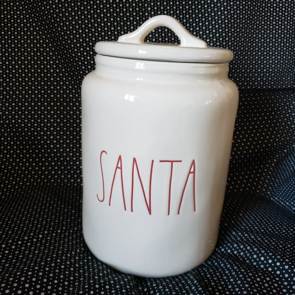 Rae Dunn Christmas canister Santa white new